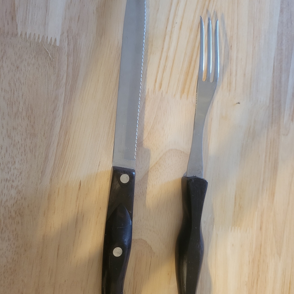 Elegant Black Handle Cutco  Knife and Fork Set